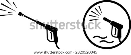 Pressure Washer Icon Set Vector with Power Wash Spray Gun Symbols