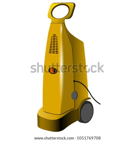 Pressure washer isolated over white background. Power washer. Tools and accessories.  Vector illustration