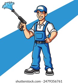 Pressure Washer Man Cartoon Mascot Character