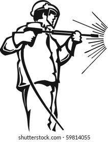 Pressure Washer Vector Illustration