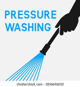 Pressure washing. Hands with Spray Gun