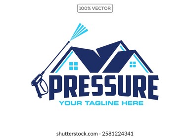 Pressure Washing lettering logo, Pressure Washing logo design template