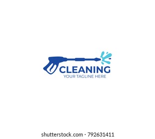 Pressure washing logo template. Cleaning vector design. Tools illustration