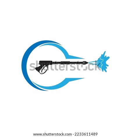 Pressure washing logo template. Cleaning vector design.