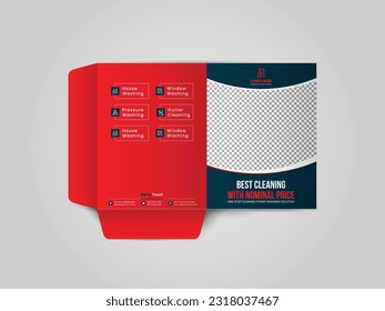 Pressure Washing Presentation Folder Design for Files, Business Presentation Folder Template For House Waschen Ordner Design mit abstraktem Branding Grafik Vektorset.