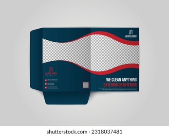 Pressure Washing Presentation folder design for files, Business Presentation Folder Template For House washing folder design with abstract branding graphics vector set.