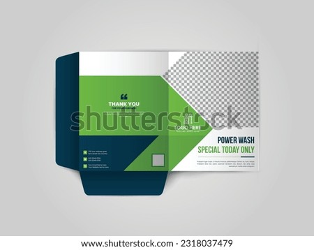 Pressure Washing Presentation folder design for files, Business Presentation Folder Template For House washing folder design with abstract branding graphics vector set.