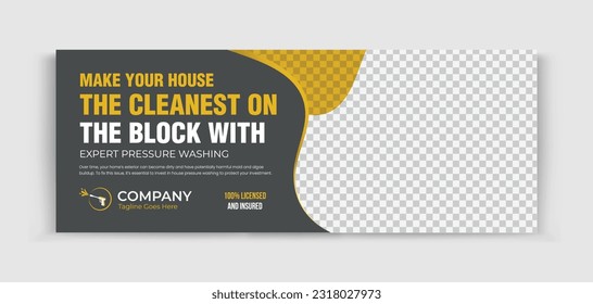 Pressure Washing Service Timeline Web Banner Social Media Design Perfect and modern home sale banner template for real estate Company, web ads