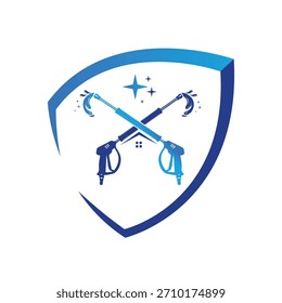 Pressure Washing Shield Logo Vector.