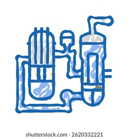 reator de água pressurizada energia nuclear ícone doodle esboço vetor. reator de água pressurizada sinal de energia nuclear. símbolo isolado ilustração
