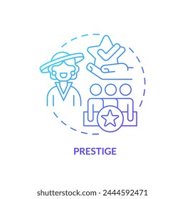 Prestige blaues Farbverlaufskonzept-Symbol. Aspekt der sozialen Schichtung. Die High Society. Oberklasse. Gesellschaftlicher Status. Darstellung der runden Formlinie. Abstrakte Idee. Grafikdesign. Einfach in Artikel zu verwenden