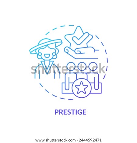 Prestige blue gradient concept icon. Aspect of social stratification. High society. Upper class. Societal status. Round shape line illustration. Abstract idea. Graphic design. Easy to use in article