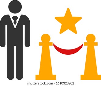 Prestige entarnce vector icon. Flat Prestige entarnce pictogram is isolated on a white background.