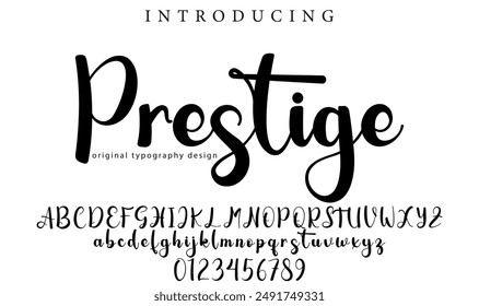 Prestige Font Pincel elegante pintado en mayúsculas letras de Vector, alfabeto, tipo de letra