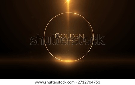 Prestige round award frame from glowing golden bokeh light. Elegant, ceremonial border for high achievement and honor, perfect for corporate recognition graphics, certificates, and award presentations