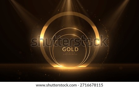 Prestige round award frame from glowing golden bokeh light. Elegant, ceremonial border for high achievement and honor, perfect for corporate recognition graphics, certificates, and award presentations