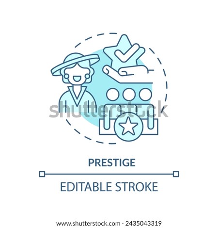 Prestige soft blue concept icon. Aspect of social stratification. High society. Upper class. Societal status. Round shape line illustration. Abstract idea. Graphic design. Easy to use in article