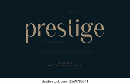 Prestige typography beauty fashion elegant minimalist serif italic fonts decorative wedding vintage retro logos. Minimal luxury font alphabet logo. Vector illustration