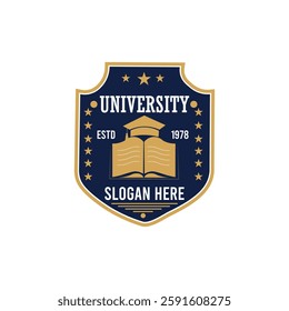 Prestigious University Badge, Insignia Symbolizing Knowledge and Honor Logo Design