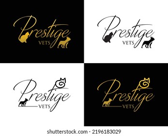 Presting vets logo design vector with cat and dog.eps