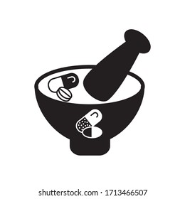 Prestle and Mortar Icon Vector Illustration