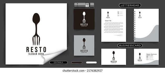 presto. spoon and fork. restaurant logo Ideas. Inspiration logo design. Template Vector Illustration. Isolated On Black Background