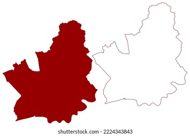 Preston Non-metropolitan district, Borough, city (United Kingdom of Great Britain and Northern Ireland, ceremonial county Lancashire or Lancs, England) map vector illustration, scribble sketch map