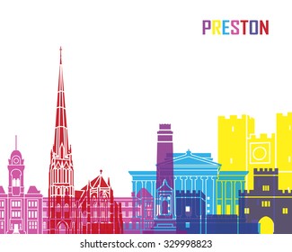Preston skyline pop in editable vector file