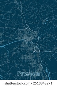 Preston, United Kingdom artistic blueprint map poster