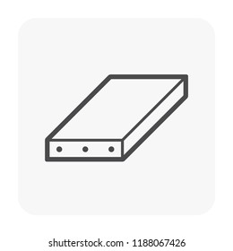 Prestressed concrete slab vector icon. Precast or prefabricated element member of structure for building casting, reinforced by composite material i.e. cement, aggregate, steel wire for construction.