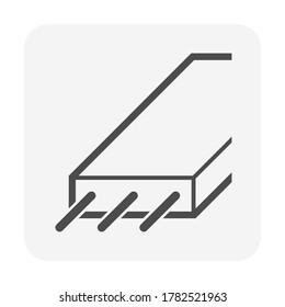 Prestressed concrete slab vector icon. Precast or prefabricated element member of structure for building casting, reinforced by composite material i.e. cement, aggregate, steel wire for construction.