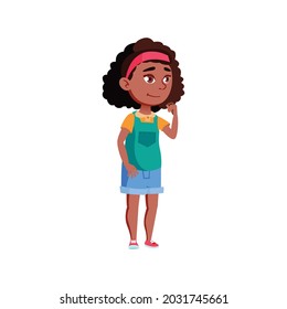 preteen african girl watching amusement focus on fair cartoon vector. preteen african girl watching amusement focus on fair character. isolated flat cartoon illustration