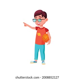 preteen boy choosing player for basketball team cartoon vector. preteen boy choosing player for basketball team character. isolated flat cartoon illustration
