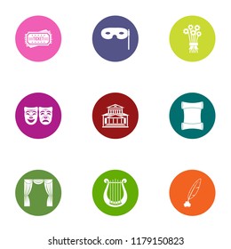 Pretence icons set. Flat set of 9 pretence vector icons for web isolated on white background