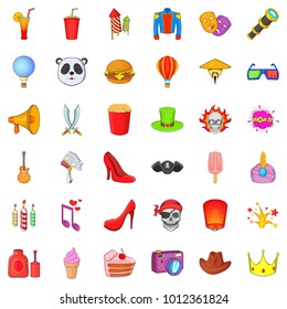 Pretense icons set. Cartoon set of 36 pretense vector icons for web isolated on white background