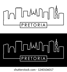 Pretoria skyline. Linear style. Editable vector file.