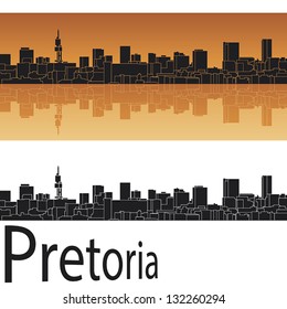 Pretoria skyline in orange background in editable vector file