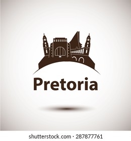 Pretoria South Africa City Skyline Silhouette. Vector Illustration
