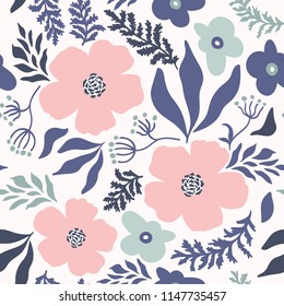 Pretty abstract floral seamless pattern. Vector illustration