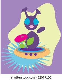 Pretty Alien In The Flying saucer