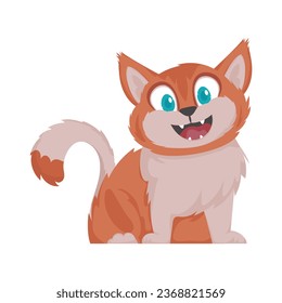 A pretty and amusing cat with a shiny red coat is relaxing. Vector Illustration.