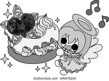 A pretty angel and appetizing cake