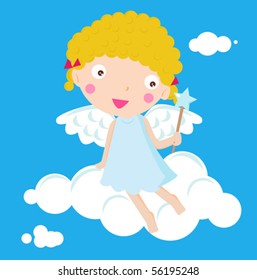 Pretty angel on a cloud