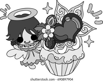 A pretty angel and stylish cake
