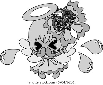 A pretty angel and stylish ribbon