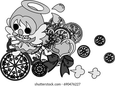 The pretty angel who rides a bicycle