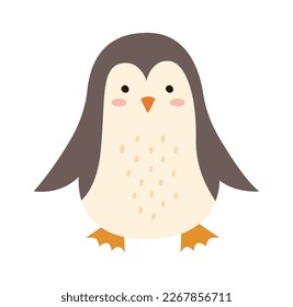Pretty animal flat icon Cute cartoon penguin. Vector illustration