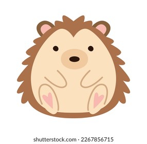 Pretty animal flat icon Cute cartoon hedgehog. Vector illustration