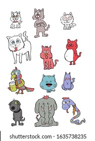 pretty animals vector set. for kids.