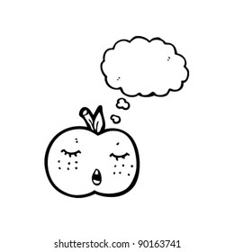 pretty apple cartoon with thought bubble